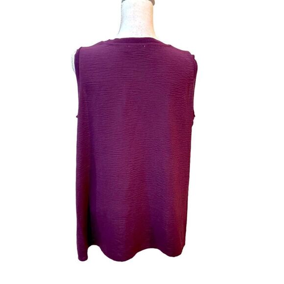 Calvin Klein sleeveless textured tank top in deep purple ribbed neckline size ox - Picture 8 of 12